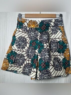Grass Fields Ankara African Wax Spirals SHORTS Womens-10-Elastic-High Quality